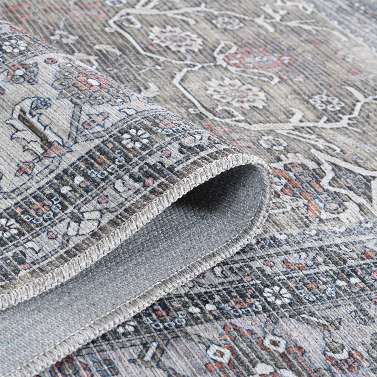 Amer Rugs ALA-6 Alaska Machine-Washable Vintage Medallion Power-Loomed /Gray Area Rug