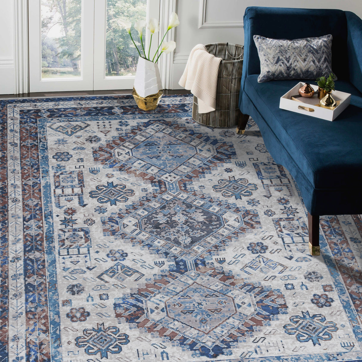 Amer Rugs ALA-8 Alaska Machine-Washable Vintage Medallion Power-Loomed /Red Area Rug