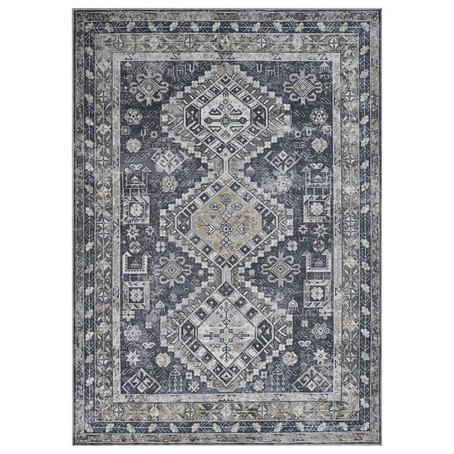 Amer Rugs ALA-9 Alaska Machine-Washable Vintage Medallion Power-Loomed /Mustard Area Rug