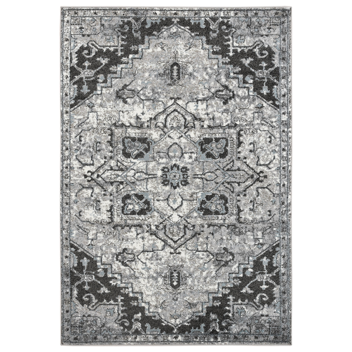 Amer Rugs ALX-49 Alexandria Contemporary Medallion /Gray Area Rug