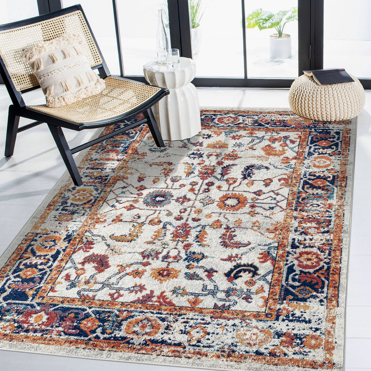 Amer Rugs ALX-84 Alexandria Farmhouse Bordered /Gold Area Rug