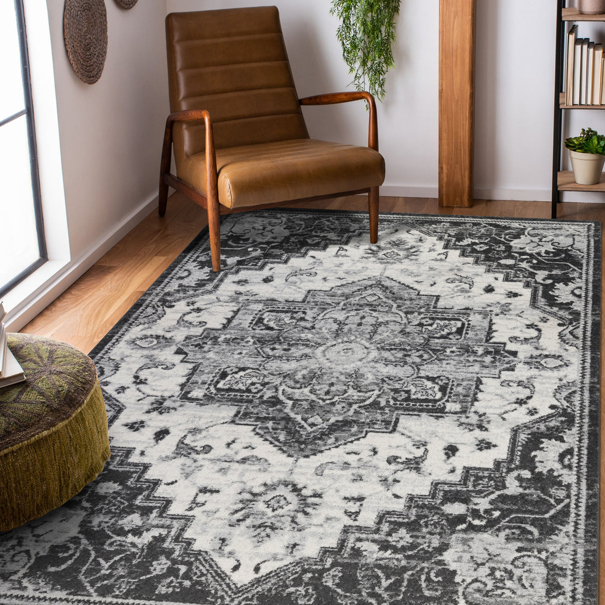 Amer Rugs ALX-88 Alexandria Classic Medallion /Gray Area Rug