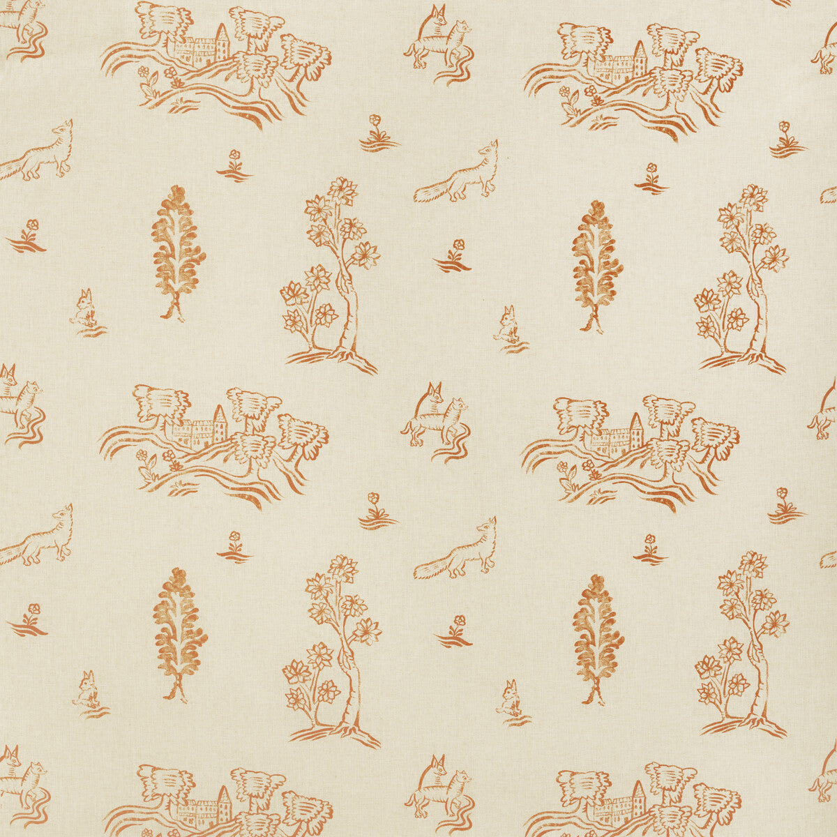 KRAVET COUTURE AM100318.12.0 FRIENDLY FOLK MELON ORANGE Fabric - Eade's Wallpaper
