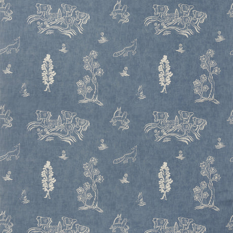 KRAVET COUTURE AM100318.5.0 FRIENDLY FOLK HAPPY BLUE Fabric - Eade's Wallpaper