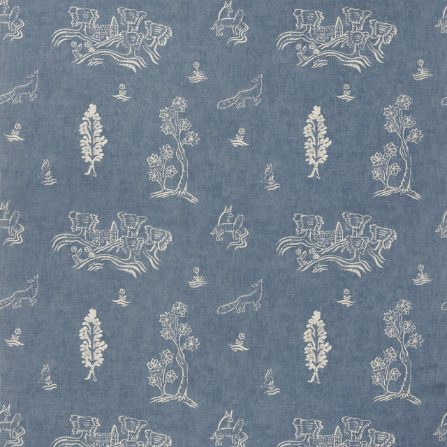 KRAVET COUTURE AM100318.5.0 FRIENDLY FOLK HAPPY BLUE Fabric - Eade's Wallpaper