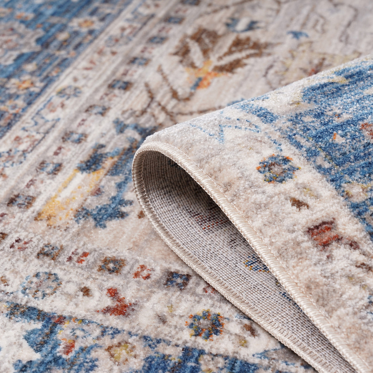 Amer Rugs ARC-4 Arcadia Oriental Design /Navy Runner Rug, 2'7" X 10' Area Rug