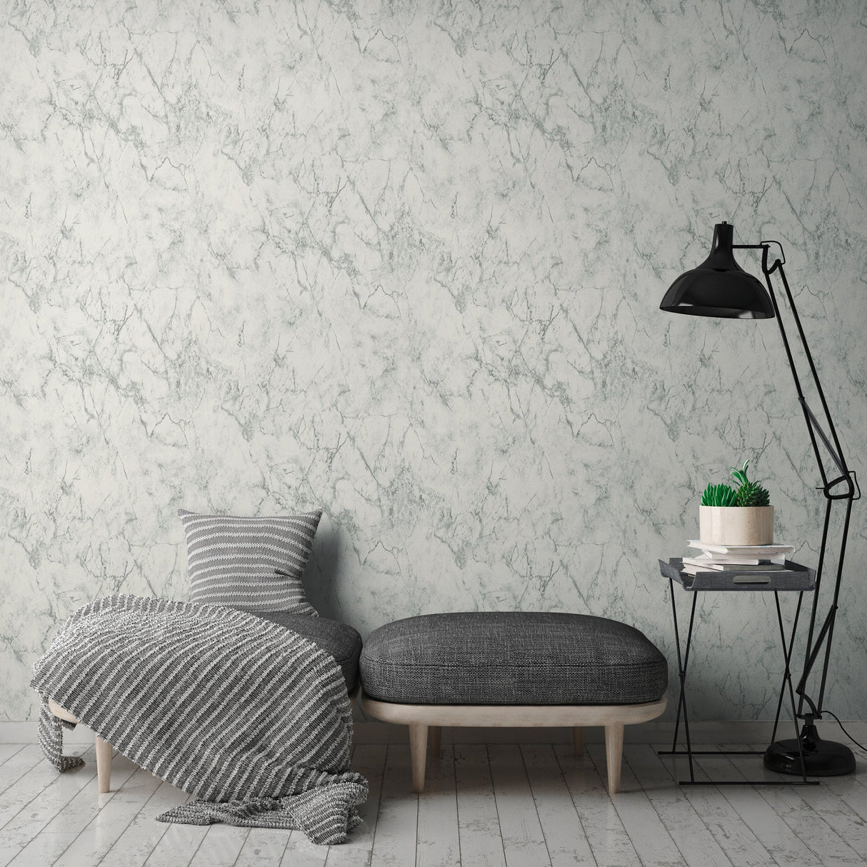 Eade’s Makrana Grey Marble Wallpaper Grey