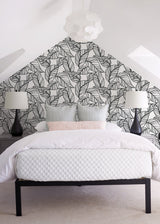 A-Street Prints AST3786 Kagan Black Large Leaf Wallpaper