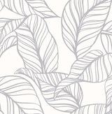 A-Street Prints AST3788 Kagan Grey Large Leaf Wallpaper