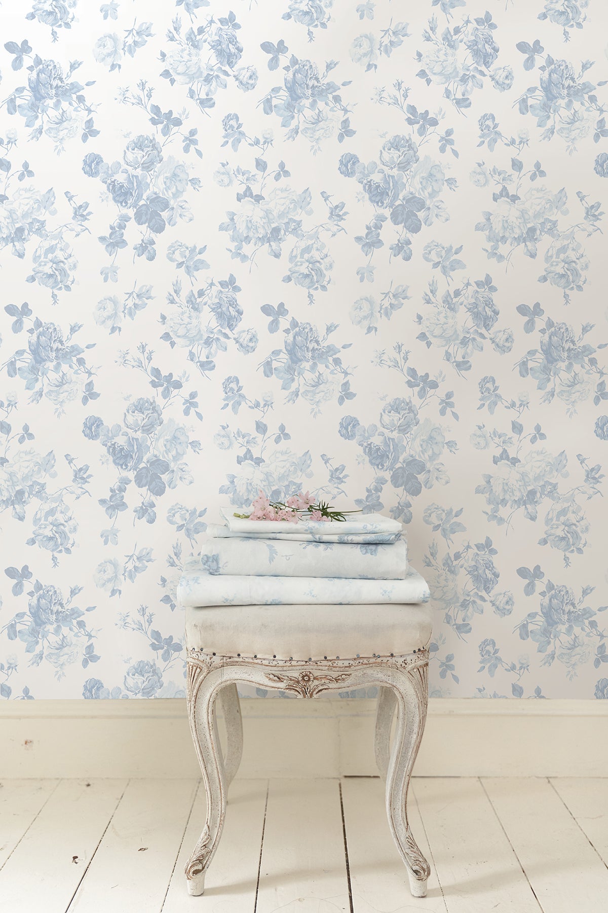 A-Street Prints AST4102 Everblooming Rosettes Dreamy Sky Cabbage Rose Bouquets Wallpaper