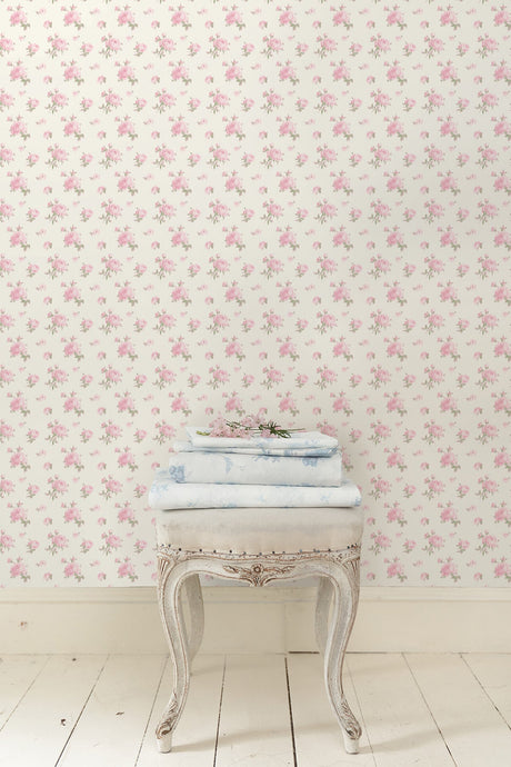 A-Street Prints AST4108 Ikat Rose Tinted Petals Small Print Wallpaper