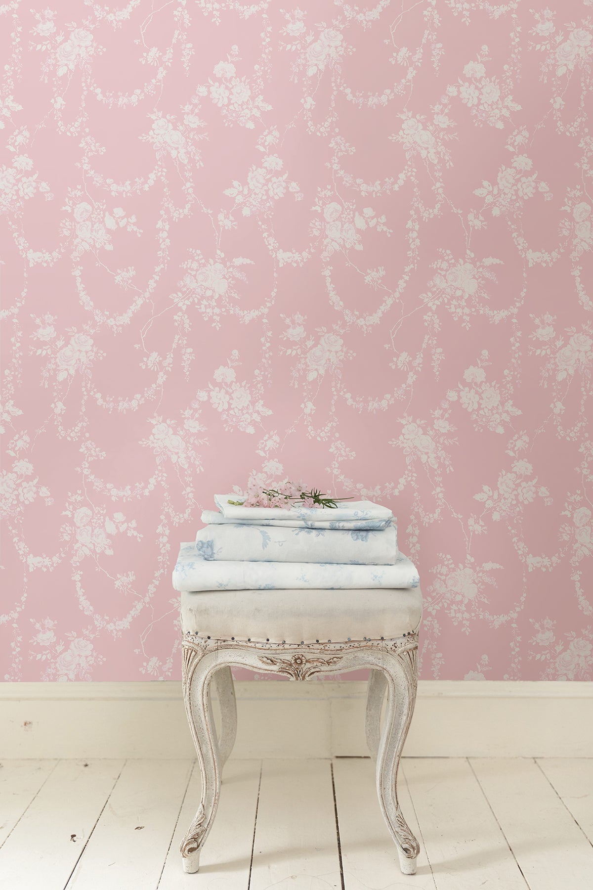 A-Street Prints AST4110 Chandelier Gates Easter Pink Floral Drape Wallpaper