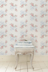 A-Street Prints AST4113 Rosa Beaux Pastel Blue Large Bow Spot Wallpaper