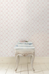 A-Street Prints AST4114 Baby Bow Faded Primrose Ribbon Trellis Wallpaper