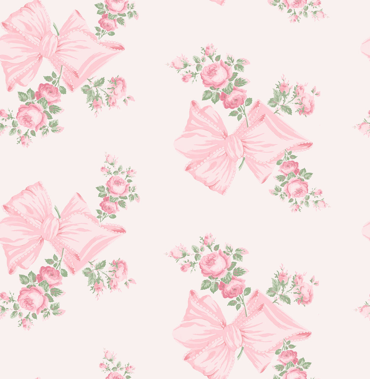 A-Street Prints AST4169 Rosa Beaux Pink Mint Large Bow Spot Wallpaper