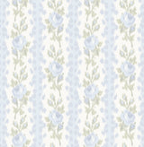 A-Street Prints AST4171 Blooming Heirloom Blue Romance Rose Stripe Wallpaper