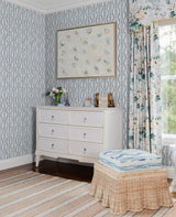 A-Street Prints AST4349 Rhys Blue IKAT Stripe Wallpaper