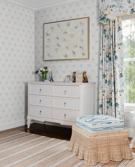 A-Street Prints AST4356 Emma Blue Heather Large Bow Wallpaper