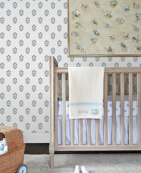 A-Street Prints AST4358 Kit Blue Heather Floral Wallpaper
