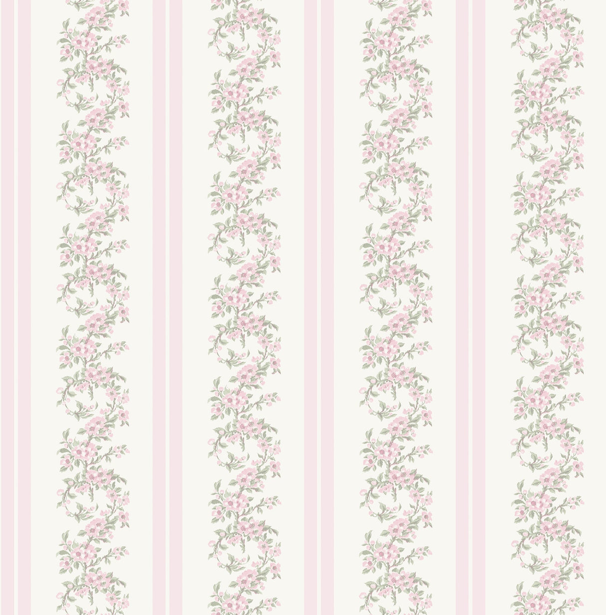 A-Street Prints AST4649 Marigold Wreath Pastel Peach Floral Stripe Wallpaper