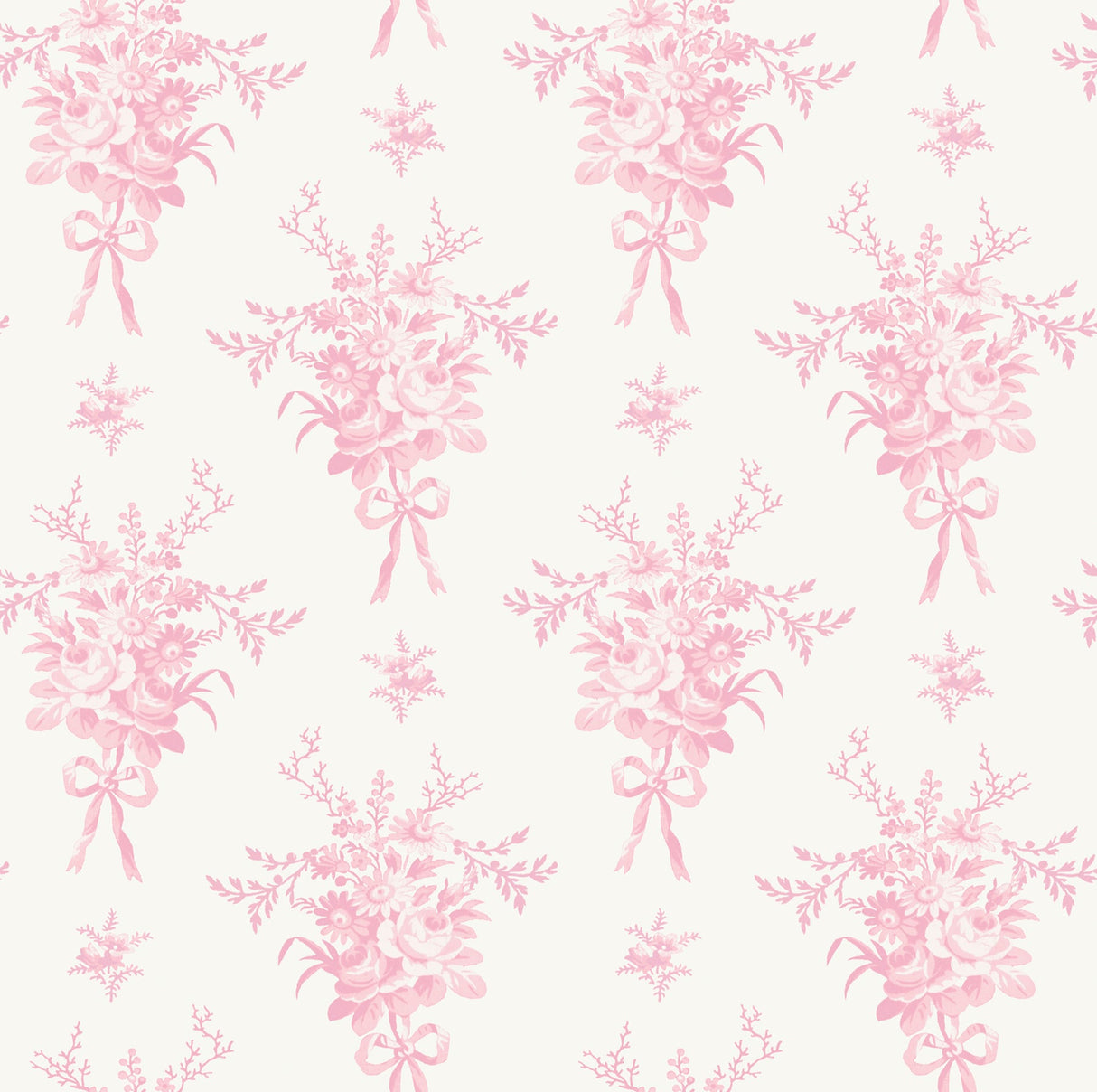 A-Street Prints AST4652 Rosie Arrangements Kiss Pink Bouquet Toss Wallpaper