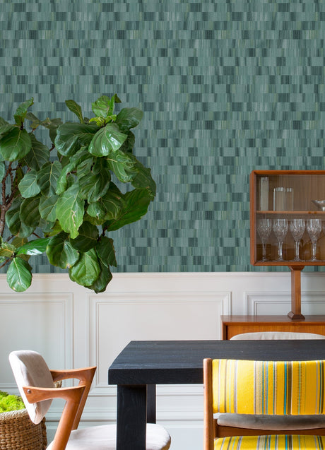 A-Street Prints AST4677 Flicker Teal Horizontal Textured Stripe Wallpaper