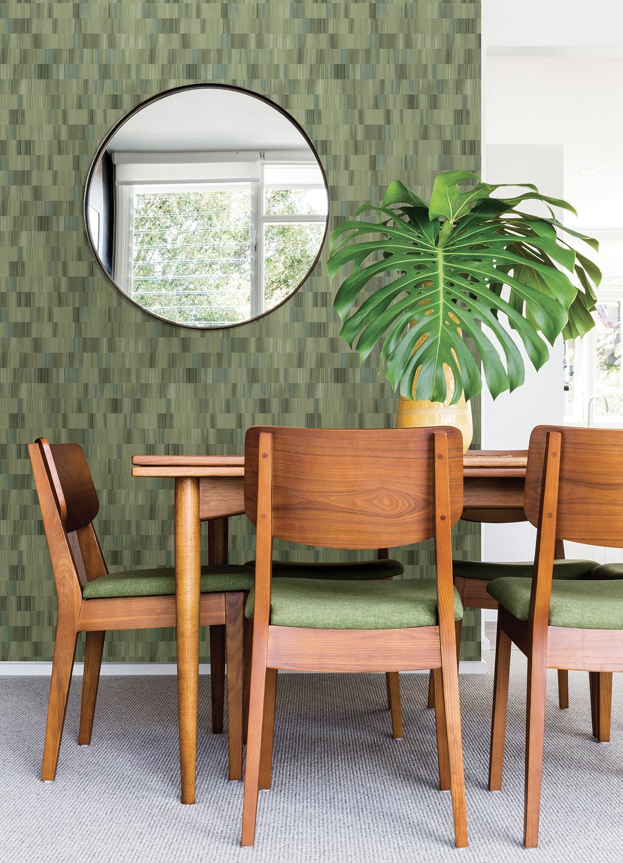 A-Street Prints AST4678 Flicker Green Horizontal Textured Stripe Wallpaper