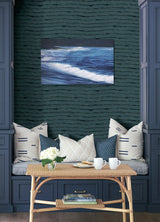 A-Street Prints AST4682 Naia Blue Horizontal Wavy Lines Wallpaper