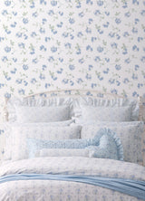 A-Street Prints AST6085 Ribbon Rosa French Blue Loose Roses Wallpaper