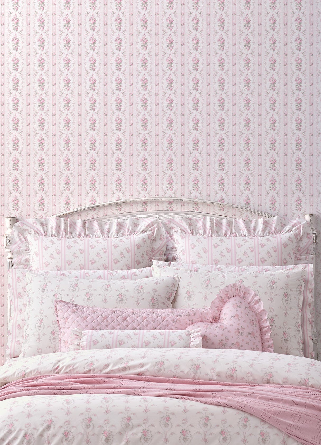 A-Street Prints AST6086 Dreamy Days Pink Parfait Stripe & Floral Wallpaper