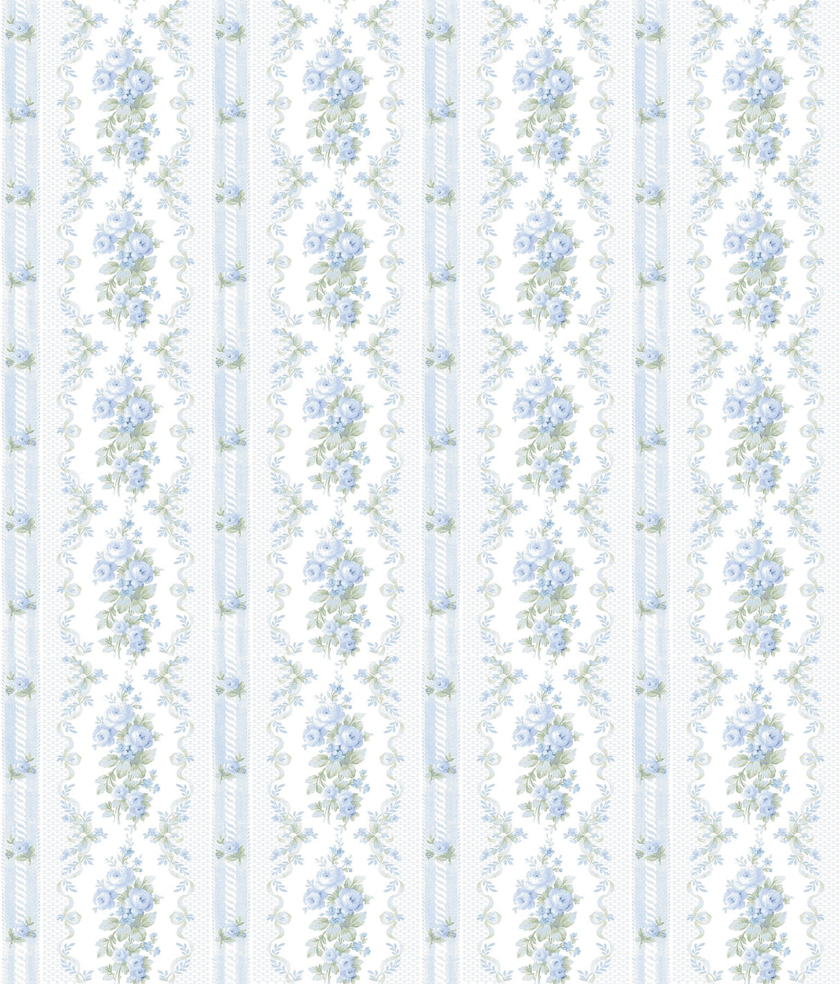 A-Street Prints AST6087 Dreamy Days Sweet Blue Stripe & Floral Wallpaper