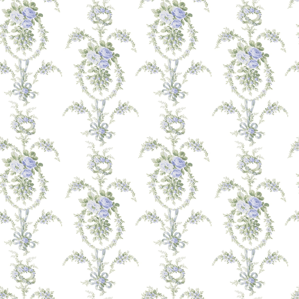 A-Street Prints AST6089 Rose Cheeks Blye Elysees Floral Cluster Wallpaper