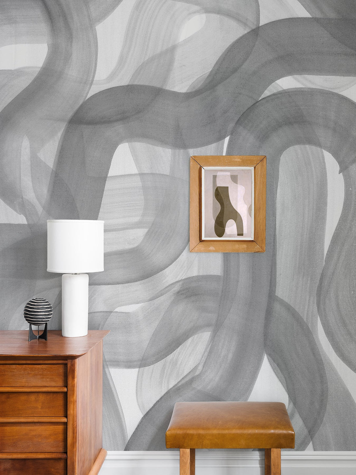 Karen Revis x A-Street Prints ASTM4174 Waves Grey Wall Mural