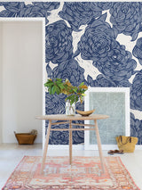 Karen Revis x A-Street Prints ASTM4176 Roses Indigo Wall Mural