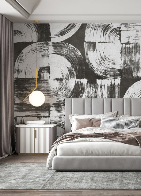 Katie Hunt x A-Street Prints ASTM5052 Brushstrokes Charcoal Grey Wall Mural