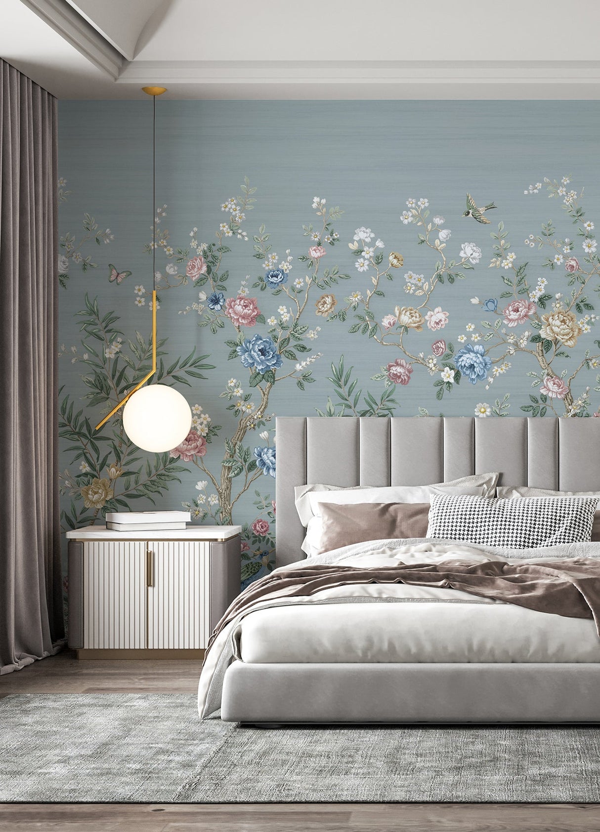 Katie Hunt x A-Street Prints ASTM5057 Winter Chinoiserie Robin's Egg Blue Wall Mural