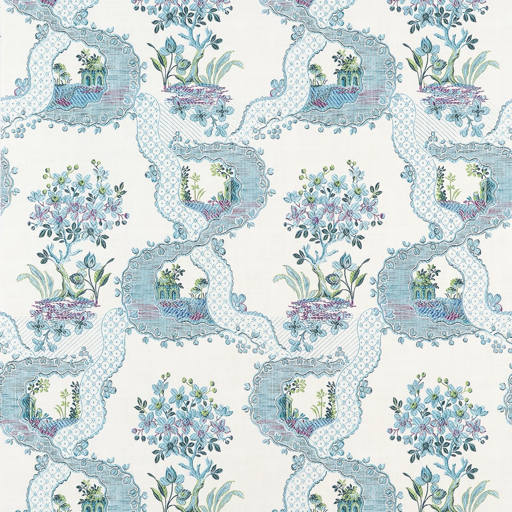 Anna French AT16157 Blue and Plum Wallpaper - BELVEDERE