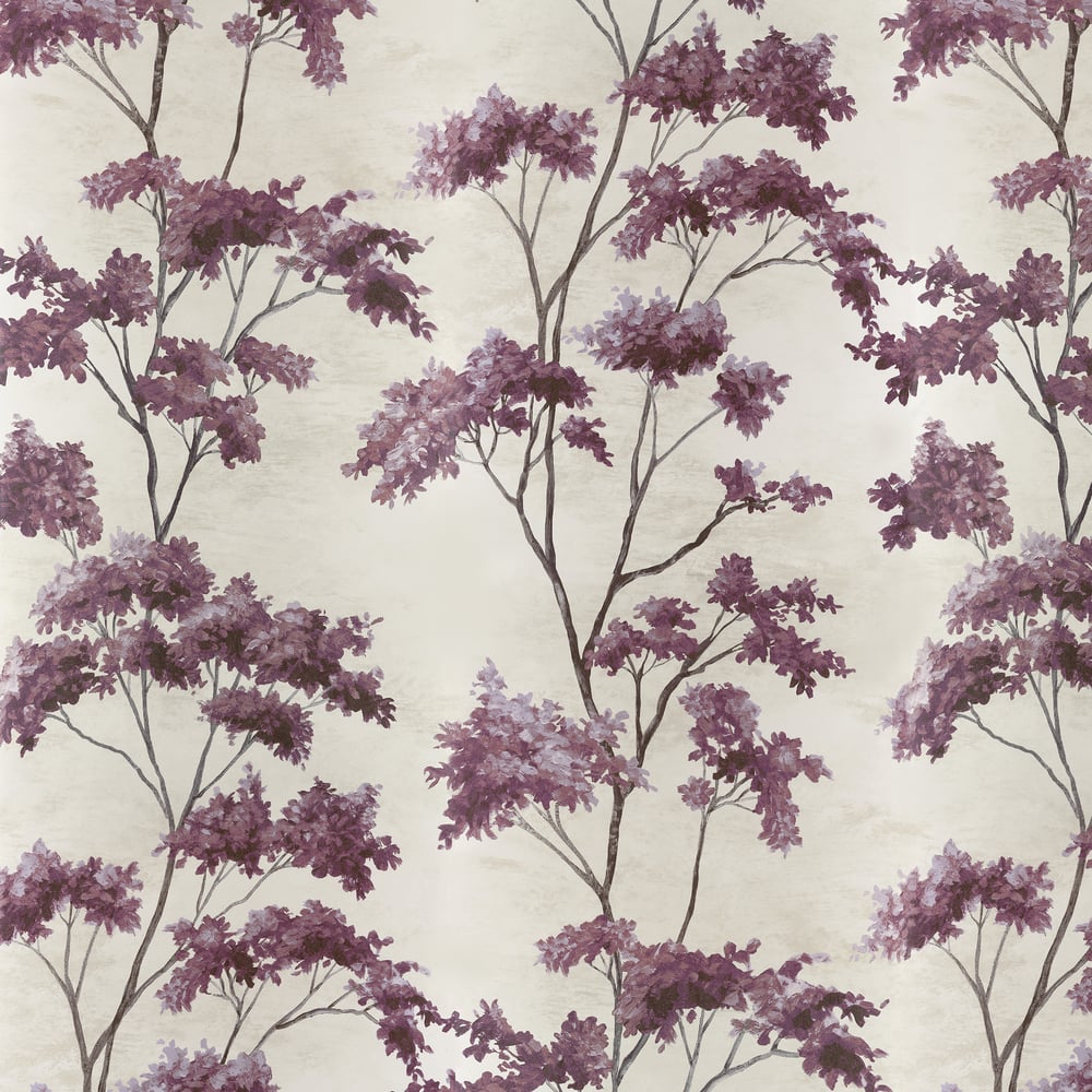 Anna French AT16167 Eggplant on Pearl Wallpaper - BELVEDERE