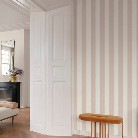 Galerie Atmosphere Regular stripes Beige Wallpaper AT4005
