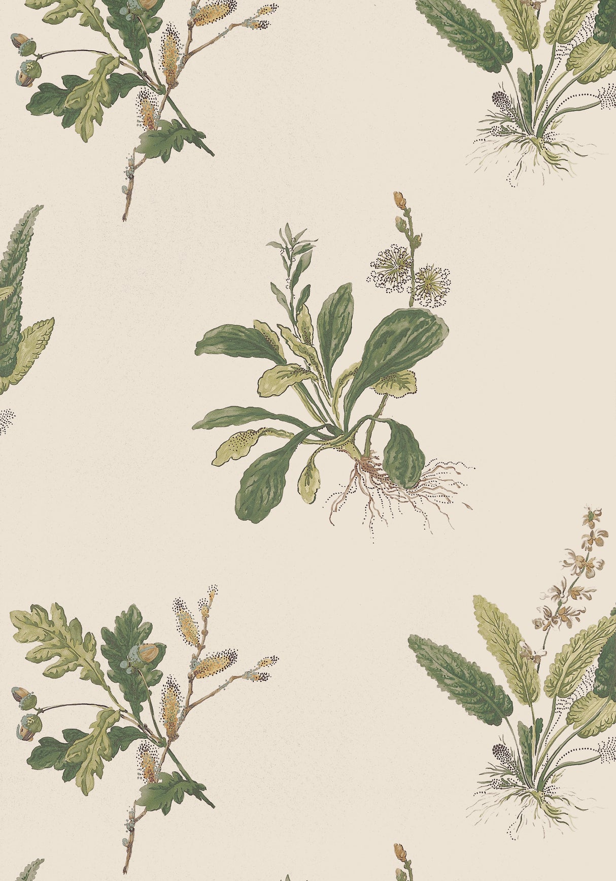 Anna French AT57853 WOODLAND Green on Natural Wallpaper