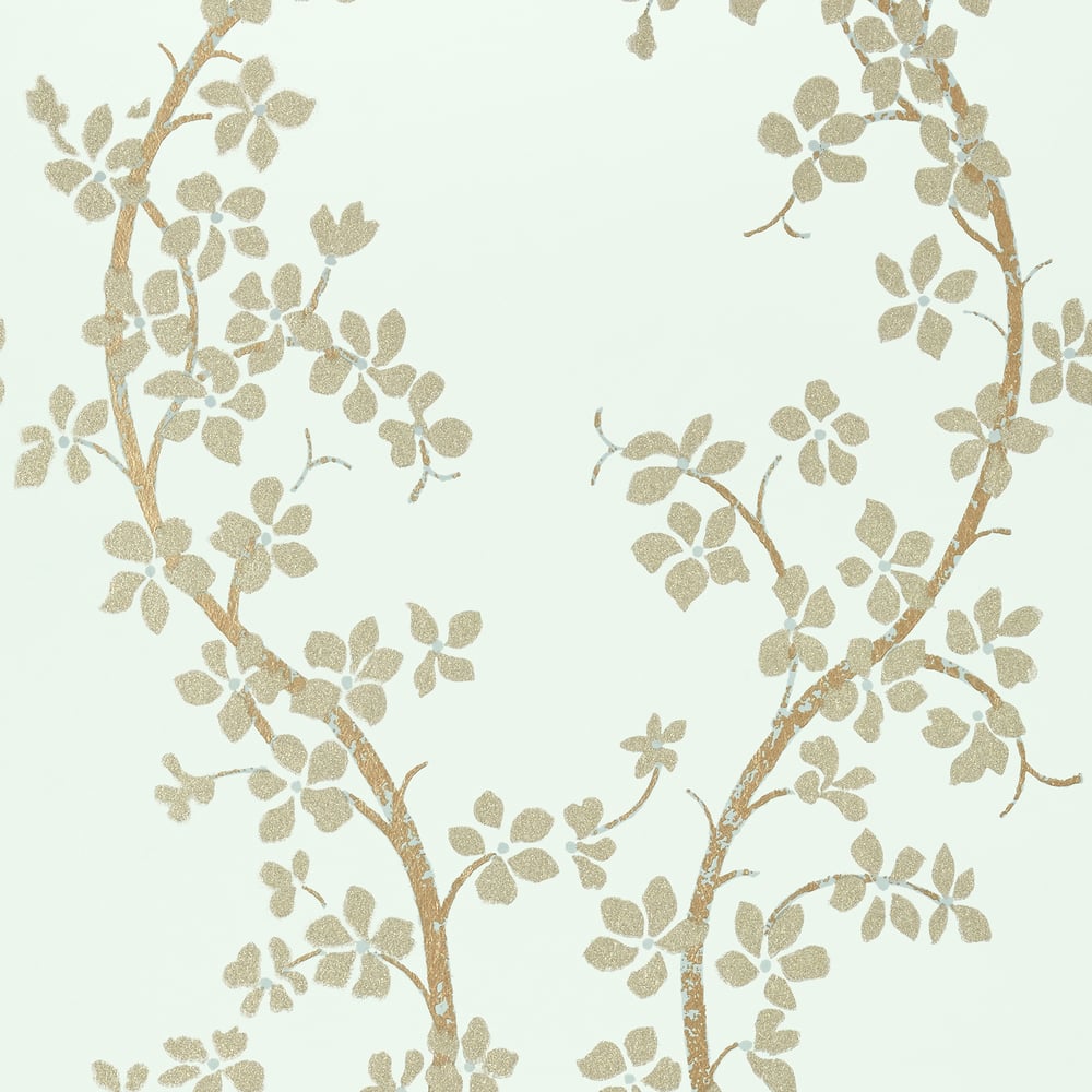 Anna French AT6154 ST. ALBANS GROVE Metallic Pewter on Aqua Wallpaper