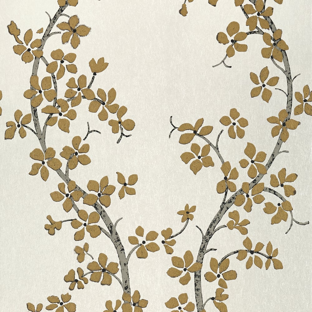 Anna French AT6157 ST. ALBANS GROVE Metallic Gold on Pearl Wallpaper