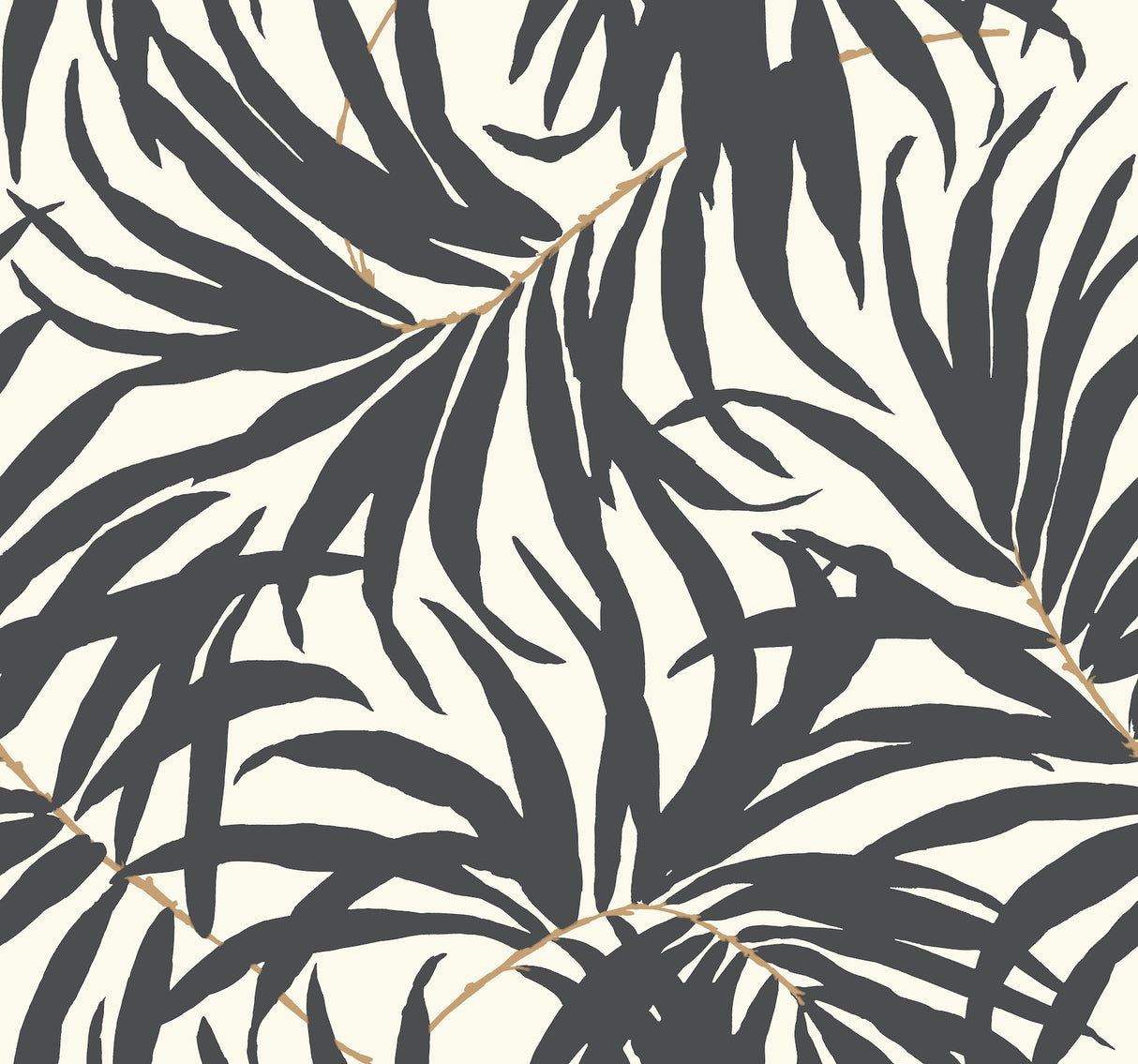 York AT7056 Bali Leaves Off White & Dark Grey Wallpaper