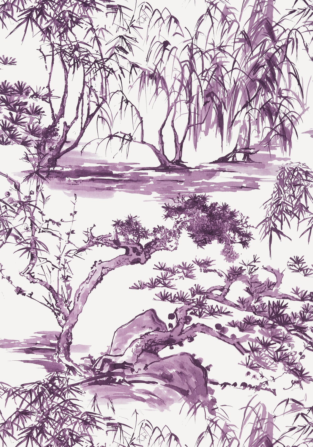 Anna French AT9830 KYOTO Eggplant Wallpaper