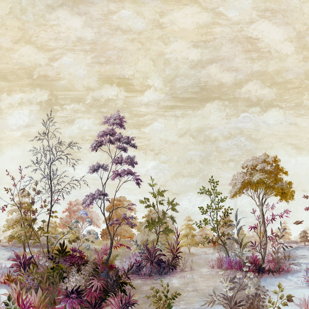 Anna French ATM16153 Eggplant on Pearl Mural - BELVEDERE