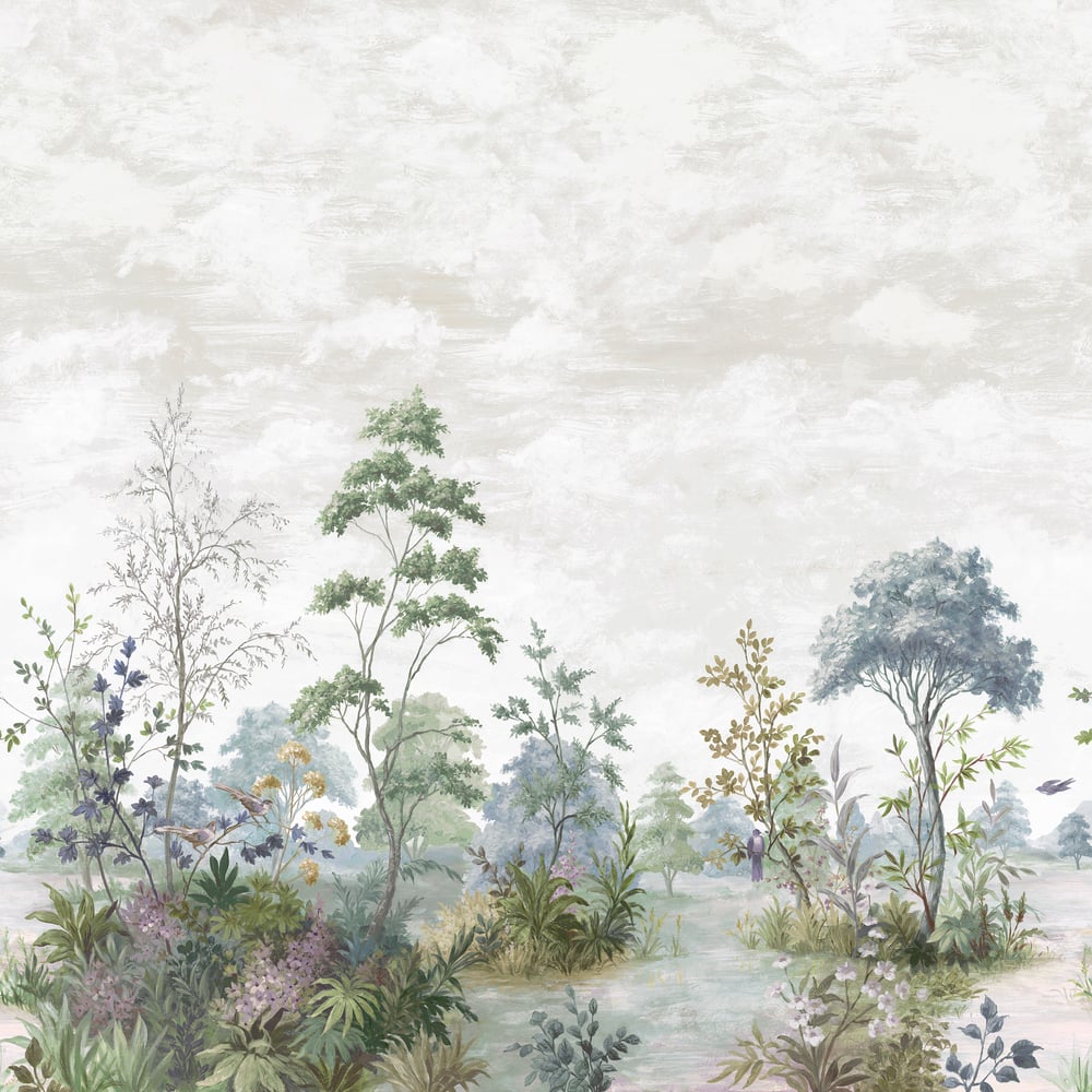 Anna French ATM16154 Pale Blue and Green on Pearl Mural - BE