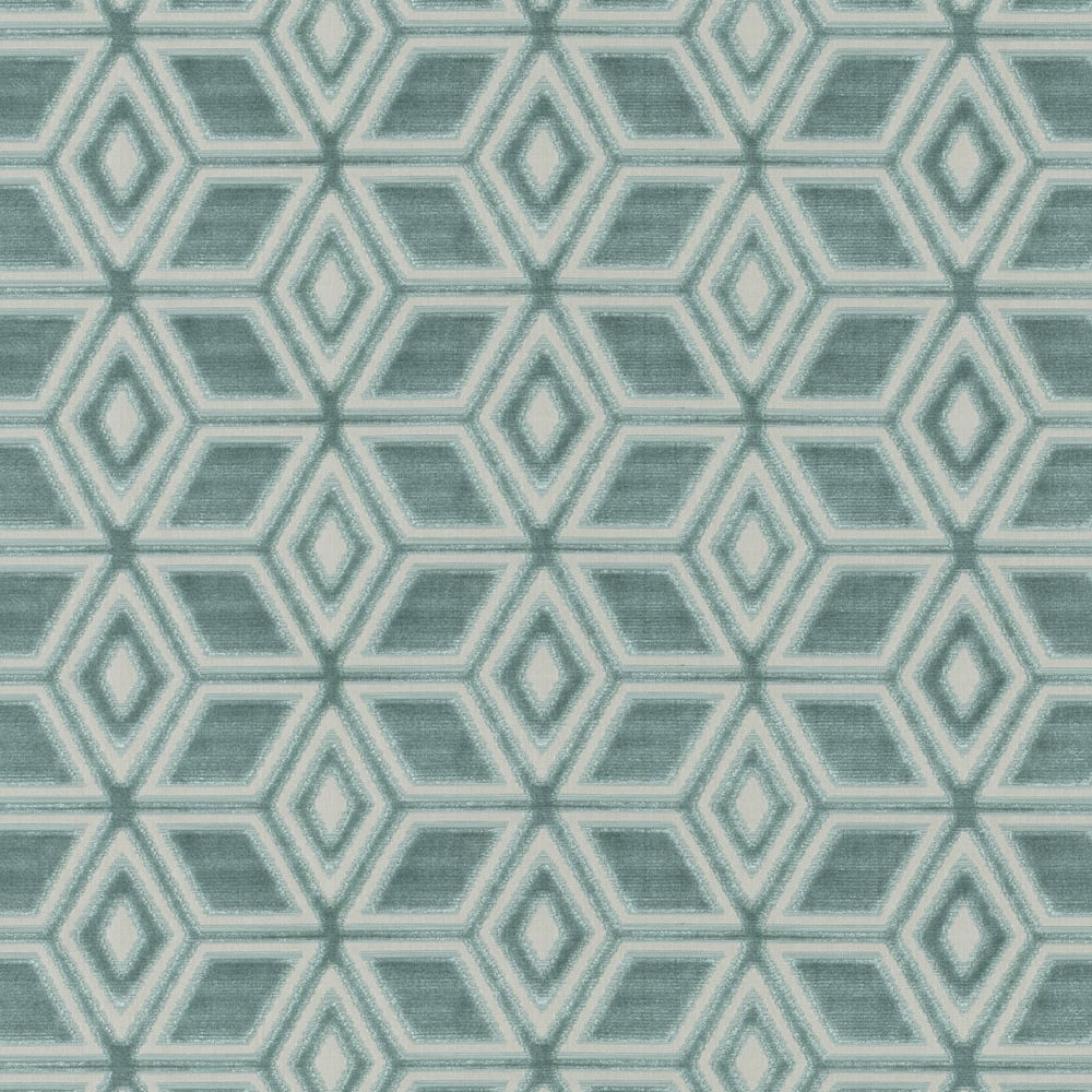 Anna French AW72983 JARDIN MAZE VELVET Aqua Fabric