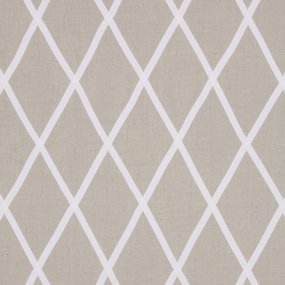 Anna French AW78709 TARASCON TRELLIS APPLIQUE White on Natural Fabric