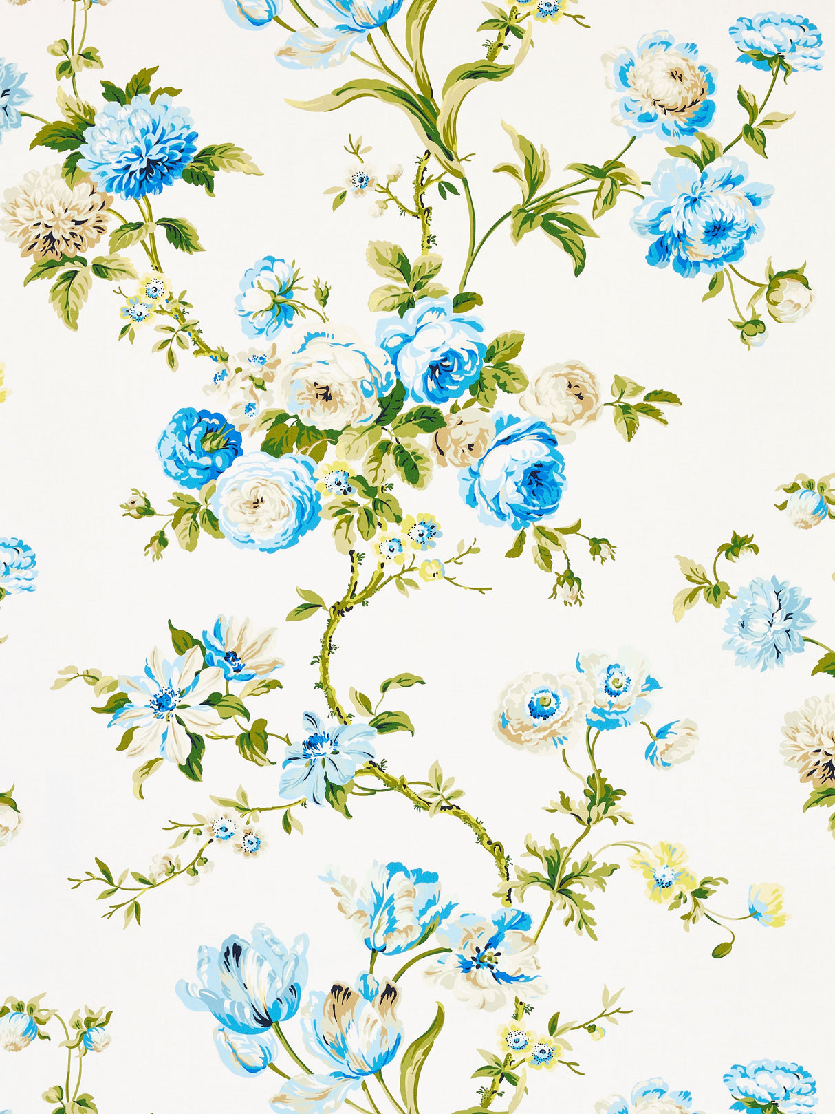 Scalamandre B0 00033506 PORCELAIN BLUE BOTANICAL GARDEN Fabric