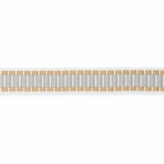 Schumacher B130-3 DEVON BRAID in WHITE/MOONSTONE/FOG Trim - 